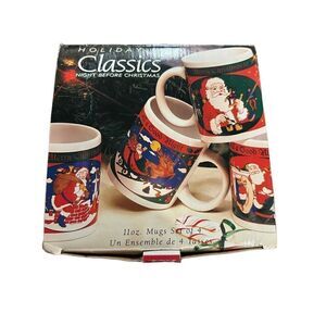 Vintage Riviera Van Beers Signature Set of 4 Mugs Night Before Christmas 11 oz.